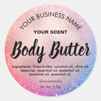 Neon Glitzer Rose Gold Body Butter Labels Runder Aufkleber