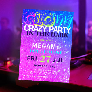 Neon Gllow in der dunklen Geburtstagsfeier Einladung