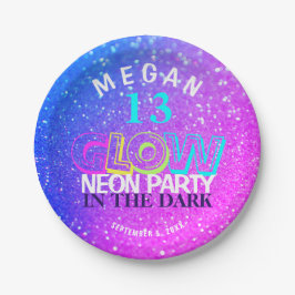 Neon Gllow moderne 13. Geburtstagsparty Pappteller