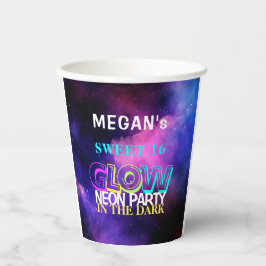 Neon Gllow Sweet 16 Geburtstagsparty Pappbecher