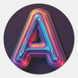 Neon Glow Alphabet Stickers - Letter A Vibrany 3D