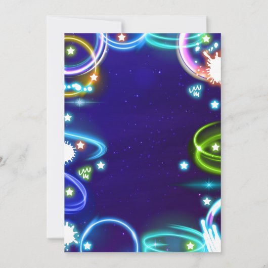 Neon Glow Arcade und Bowling Birthday Party Einladung (Rückseite)