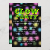 Neon Glow auf der dunklen Geburtstagsparty Einladung (Vorne/Hinten)