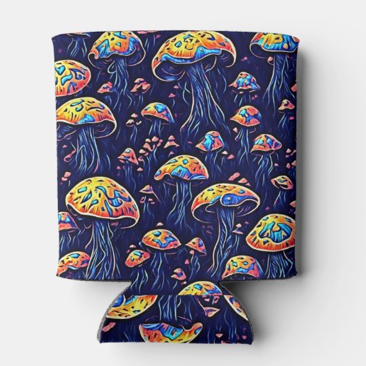 Neon Glow Biolumineszenz Pilz - Retro Comic Dosenkühler (Rückseite)