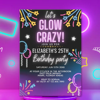 Neon Glow - Birthday Party Invitation Einladung