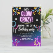 Neon Glow - Birthday Party Invitation Einladung (Stehend Vorderseite)