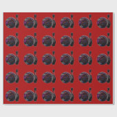 Neon Glow Bowling Ball und Button auf Red Geschenkpapier (Flach)