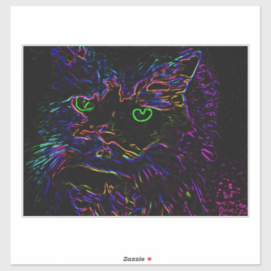 Neon Glow Cat Aufkleber (Blatt)