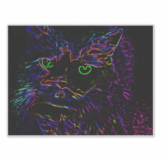 Neon Glow Cat Aufkleber (Vorderseite)