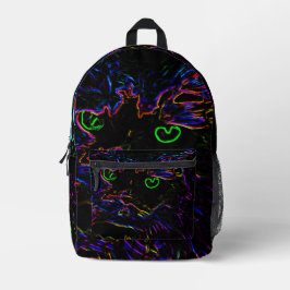 Neon Glow Cat Bedruckter Rucksack