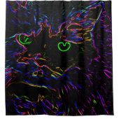Neon Glow Cat Duschvorhang (Vorderseite)