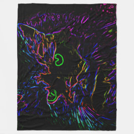 Neon Glow Cat Fleecedecke
