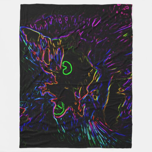 Neon Glow Cat Fleecedecke (Vorderseite)