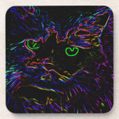 Neon Glow Cat Getränkeuntersetzer (Vorderseite)