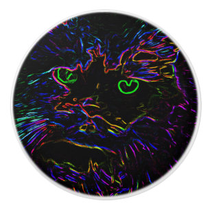 Neon Glow Cat Keramikknauf