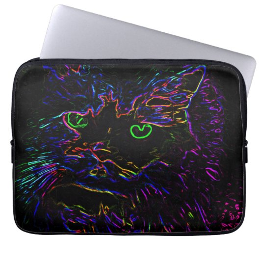 Neon Glow Cat Laptopschutzhülle (Vorderseite)