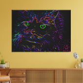 Neon Glow Cat Leinwanddruck (Insitu (Wohnzimmer))