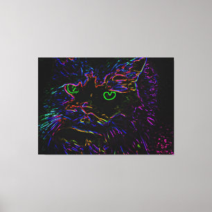 Neon Glow Cat Leinwanddruck