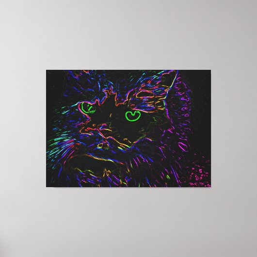 Neon Glow Cat Leinwanddruck (Vorderseite)