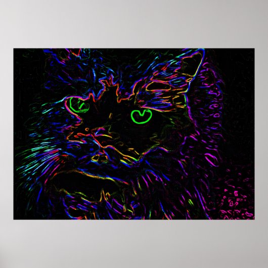Neon Glow Cat Poster (Vorne)