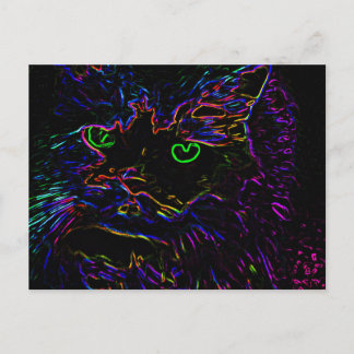 Neon Glow Cat Postkarte