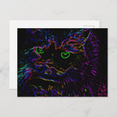 Neon Glow Cat Postkarte (Vorne/Hinten)