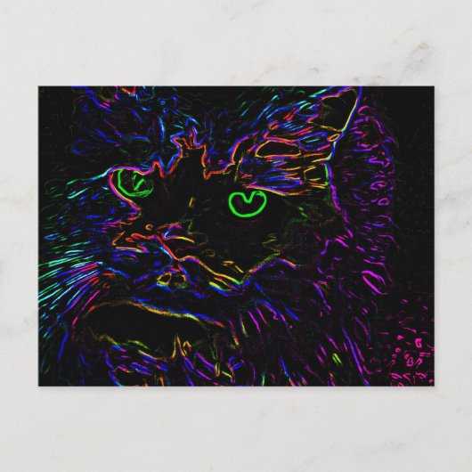 Neon Glow Cat Postkarte (Vorderseite)