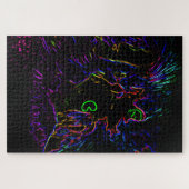 Neon Glow Cat Puzzle (Horizontal)