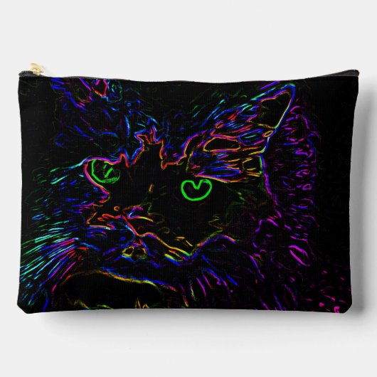 Neon Glow Cat Zubehörtasche (Vorderseite)