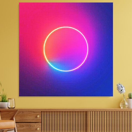 Neon Glow Circle Abstract Art Leinwanddruck (Insitu (Wohnzimmer))