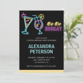 Neon Glow Cocktail 56. Geburtstag Einladung (Stehend Vorderseite)