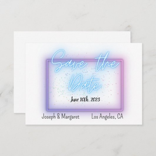 Neon Glow Cool Save the Date Card (Vorne/Hinten)