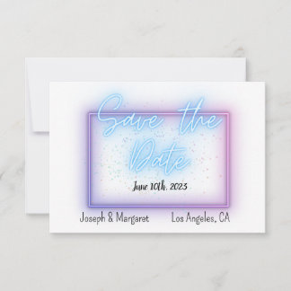 Neon Glow Cool Save the Date Card
