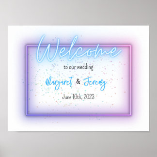 Neon Glow Cool Welcome Wedding Sign Poster