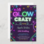 Neon Glow Crazy Geburtstagsparty Einladung (Vorne/Hinten)