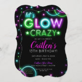 Neon Glow Crazy Girl Party Einladung zum Geburtsta (Vorne/Hinten)