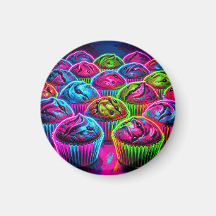 Neon-Glow-Cupcakes-Muster Magnet