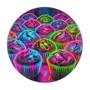 Neon-Glow-Cupcakes-Muster Schneidebrett