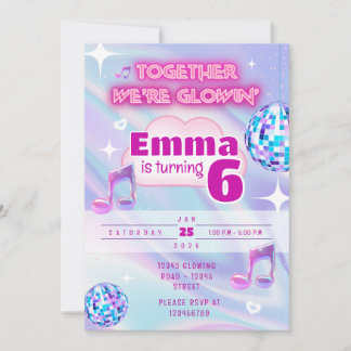 Neon Glow Dance Birthday Invitation | Pastel Disco Einladung