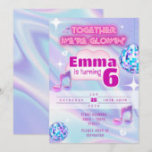 Neon Glow Dance Birthday Invitation | Pastel Disco Einladung (Vorne/Hinten)