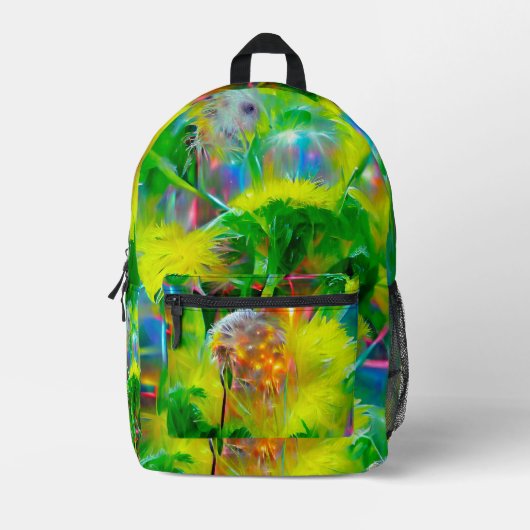 Neon Glow Dandela im Dream Garden Bedruckter Rucksack (Vorderseite)