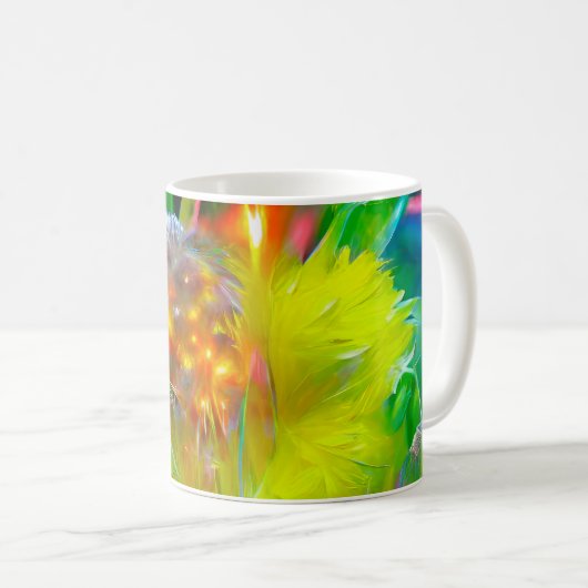 Neon Glow Dandela im Dream Garden Kaffeetasse (VorderseiteRechts)
