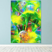 Neon Glow Dandela im Dream Garden Leinwanddruck (Insitu (Holzboden))