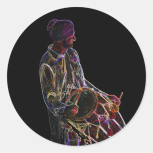 Neon Glow Dhol Drummer Aufkleber