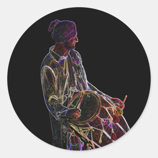 Neon Glow Dhol Drummer Aufkleber (Vorderseite)