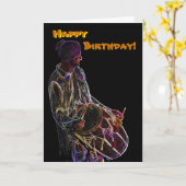 Neon Glow Dhol Drummer Geburtstagskarte Karte (Gelbe Blume)