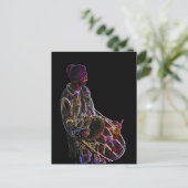 Neon Glow Dhol Drummer Postkarte (Stehend Vorderseite)