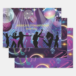 Neon Glow Disco Dance Geburtstagsparty Geschenkpapier Set