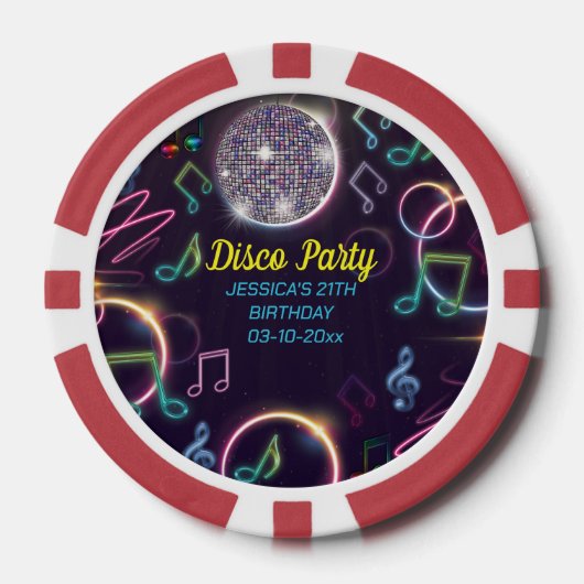 Neon Glow Disco Dance Geburtstagsparty Pokerchips (Vorderseite)