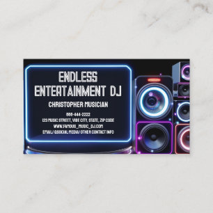 Neon Glow Dj Party Musik Deejay DJs Disc Jockey Visitenkarte
